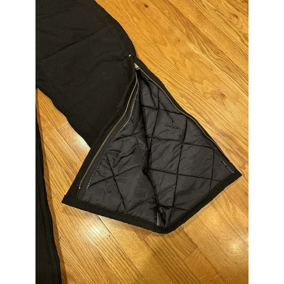 NWT Carhartt Men Quilt Lined Zip To Knee Bib Overalls Black $180 46x34 R03